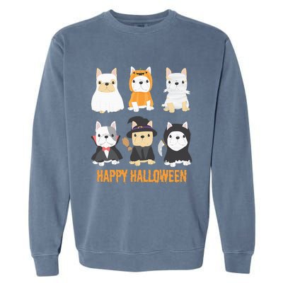 Happy Halloween Pug Dogs Cute French Bulldog Lover Gifts Garment-Dyed Sweatshirt