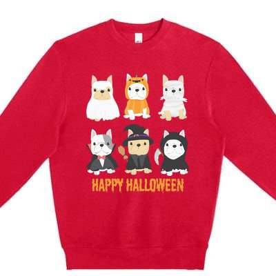 Happy Halloween Pug Dogs Cute French Bulldog Lover Gifts Premium Crewneck Sweatshirt