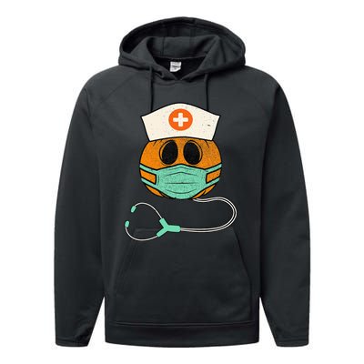 Happy Halloween Pumpkin Nurse Nursing Funny Halloween Nurse Performance Fleece Hoodie