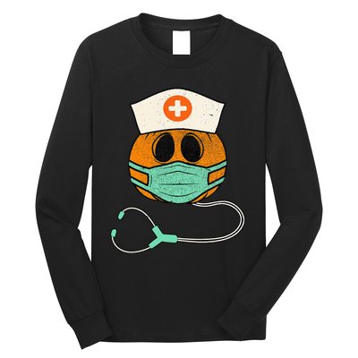 Happy Halloween Pumpkin Nurse Nursing Funny Halloween Nurse Long Sleeve Shirt