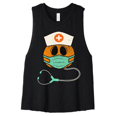 Happy Halloween Pumpkin Nurse Nursing Funny Halloween Nurse Women's Racerback Cropped Tank