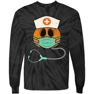 Happy Halloween Pumpkin Nurse Nursing Funny Halloween Nurse Tie-Dye Long Sleeve Shirt