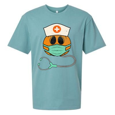 Happy Halloween Pumpkin Nurse Nursing Funny Halloween Nurse Sueded Cloud Jersey T-Shirt