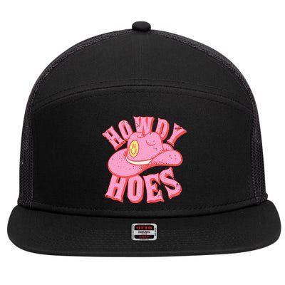 Howdy Hoes Pink Retro Funny Cowboy Cowgirl Western 7 Panel Mesh Trucker Snapback Hat