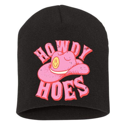 Howdy Hoes Pink Retro Funny Cowboy Cowgirl Western Short Acrylic Beanie