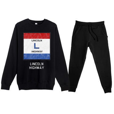 Historic Highway Pole Markers Lincoln Road Premium Crewneck Sweatsuit Set