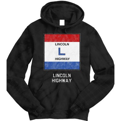 Historic Highway Pole Markers Lincoln Road Tie Dye Hoodie