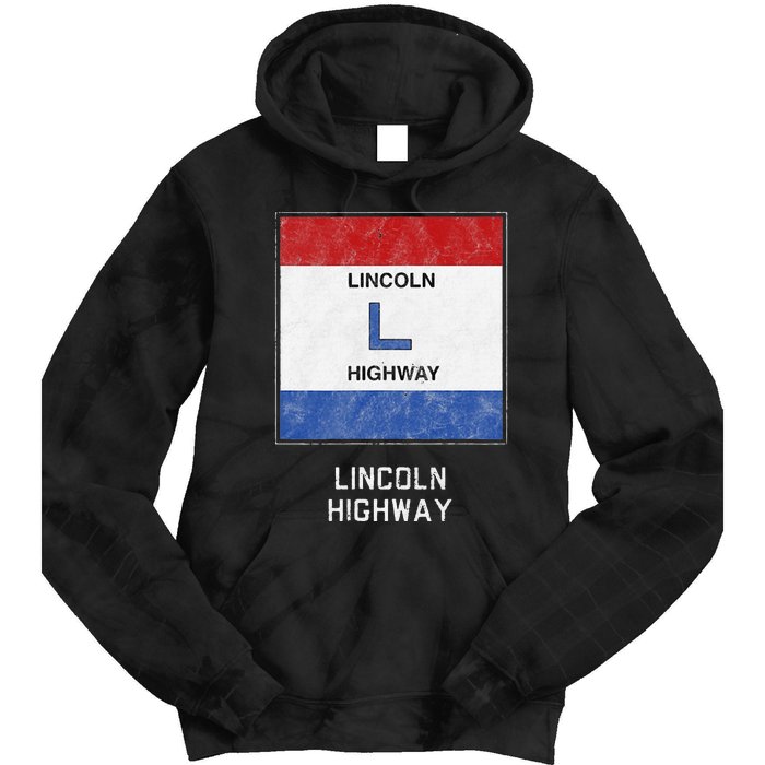 Historic Highway Pole Markers Lincoln Road Tie Dye Hoodie