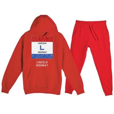 Historic Highway Pole Markers Lincoln Road Premium Hooded Sweatsuit Set