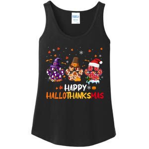 Happy Hallothanksmas Paw Halloween Thanksgiving Christmas Ladies Essential Tank