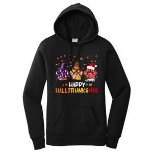 Happy Hallothanksmas Paw Halloween Thanksgiving Christmas Women's Pullover Hoodie