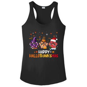 Happy Hallothanksmas Paw Halloween Thanksgiving Christmas Ladies PosiCharge Competitor Racerback Tank