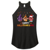 Happy Hallothanksmas Paw Halloween Thanksgiving Christmas Women's Perfect Tri Rocker Tank