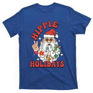 Hippie Holidays Peace Love Christmas Santa Claus Pajamas Funny Gift T-Shirt