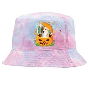 Happy Halloween Pumpkin Corgi Dog Witch Cute Hat Lover Horor Gift Tie-Dyed Bucket Hat