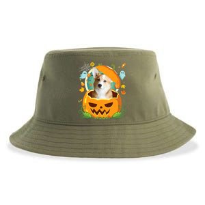 Happy Halloween Pumpkin Corgi Dog Witch Cute Hat Lover Horor Gift Sustainable Bucket Hat