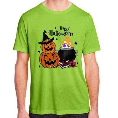 Happy Halloween Potluck Pumpkin Witch Spooky Graphic Plus Size Party Adult ChromaSoft Performance T-Shirt