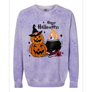 Happy Halloween Potluck Pumpkin Witch Spooky Graphic Plus Size Party Colorblast Crewneck Sweatshirt