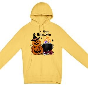 Happy Halloween Potluck Pumpkin Witch Spooky Graphic Plus Size Party Premium Pullover Hoodie