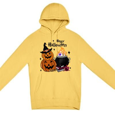 Happy Halloween Potluck Pumpkin Witch Spooky Graphic Plus Size Party Premium Pullover Hoodie