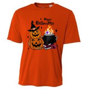 Happy Halloween Potluck Pumpkin Witch Spooky Graphic Plus Size Party Cooling Performance Crew T-Shirt