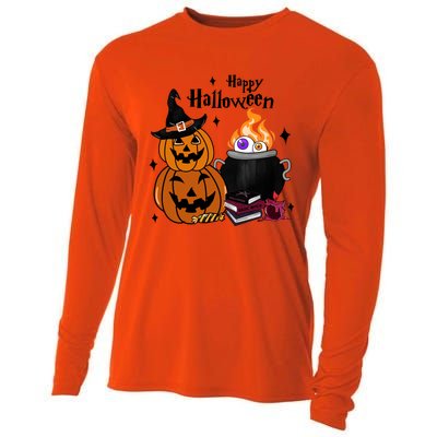 Happy Halloween Potluck Pumpkin Witch Spooky Graphic Plus Size Party Cooling Performance Long Sleeve Crew