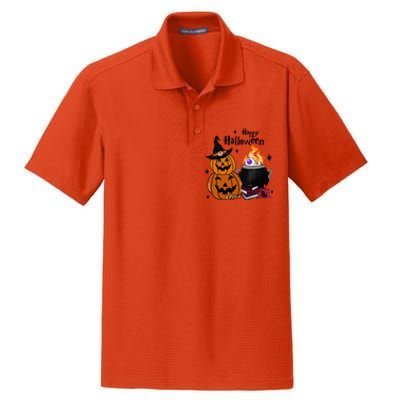 Happy Halloween Potluck Pumpkin Witch Spooky Graphic Plus Size Party Dry Zone Grid Polo