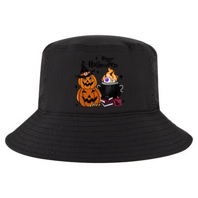 Happy Halloween Potluck Pumpkin Witch Spooky Graphic Plus Size Party Cool Comfort Performance Bucket Hat