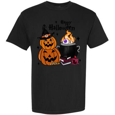 Happy Halloween Potluck Pumpkin Witch Spooky Graphic Plus Size Party Garment-Dyed Heavyweight T-Shirt