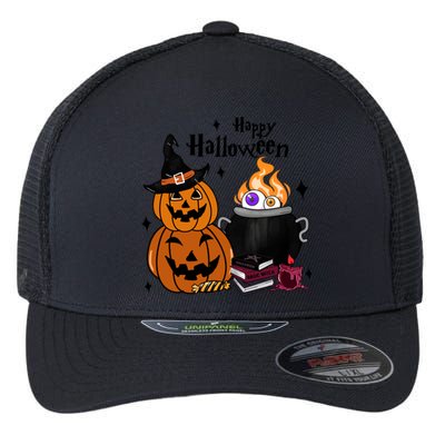 Happy Halloween Potluck Pumpkin Witch Spooky Graphic Plus Size Party Flexfit Unipanel Trucker Cap