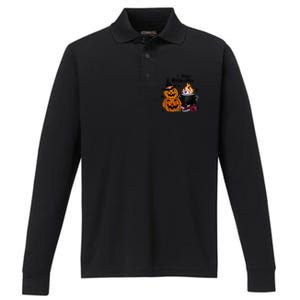 Happy Halloween Potluck Pumpkin Witch Spooky Graphic Plus Size Party Performance Long Sleeve Polo