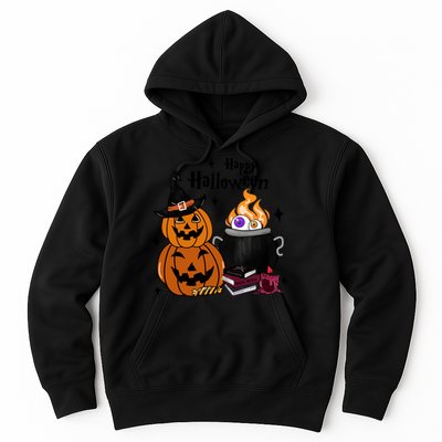 Happy Halloween Potluck Pumpkin Witch Spooky Graphic Plus Size Party Hoodie