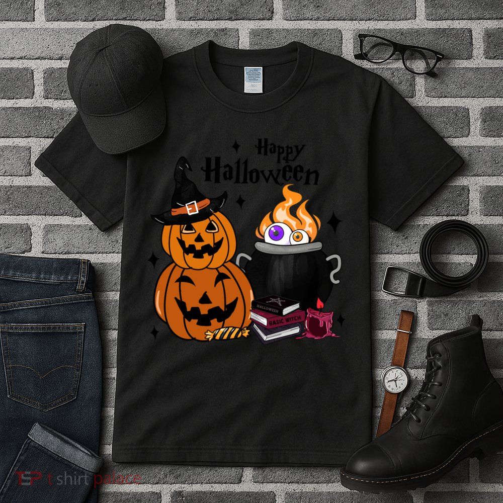 Happy Halloween Potluck Pumpkin Witch Spooky Graphic Plus Size Party Tall T-Shirt