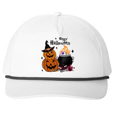 Happy Halloween Potluck Pumpkin Witch Spooky Graphic Plus Size Party Snapback Five-Panel Rope Hat