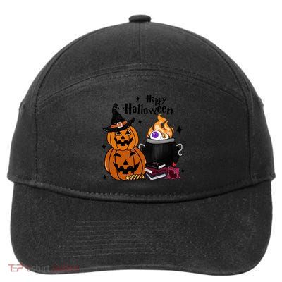 Happy Halloween Potluck Pumpkin Witch Spooky Graphic Plus Size Party 7-Panel Snapback Hat