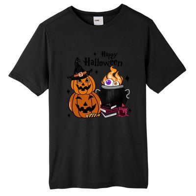 Happy Halloween Potluck Pumpkin Witch Spooky Graphic Plus Size Party Tall Fusion ChromaSoft Performance T-Shirt