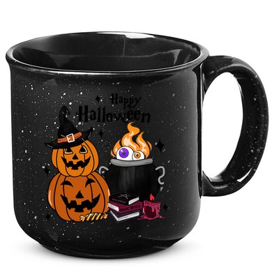 Happy Halloween Potluck Pumpkin Witch Spooky Graphic Plus Size Party 15oz Campfire Ceramic Mug