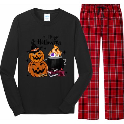 Happy Halloween Potluck Pumpkin Witch Spooky Graphic Plus Size Party Long Sleeve Pajama Set