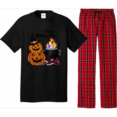 Happy Halloween Potluck Pumpkin Witch Spooky Graphic Plus Size Party Pajama Set