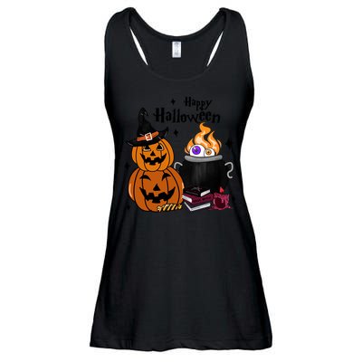 Happy Halloween Potluck Pumpkin Witch Spooky Graphic Plus Size Party Ladies Essential Flowy Tank