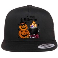 Happy Halloween Potluck Pumpkin Witch Spooky Graphic Plus Size Party Flatbill Hat