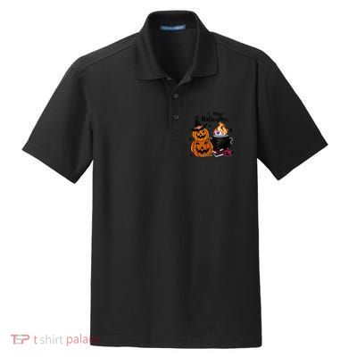 Happy Halloween Potluck Pumpkin Witch Spooky Graphic Plus Size Party Dry Zone Grid Polo