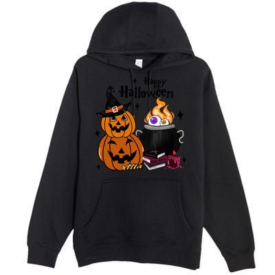 Happy Halloween Potluck Pumpkin Witch Spooky Graphic Plus Size Party Premium Pullover Hoodie