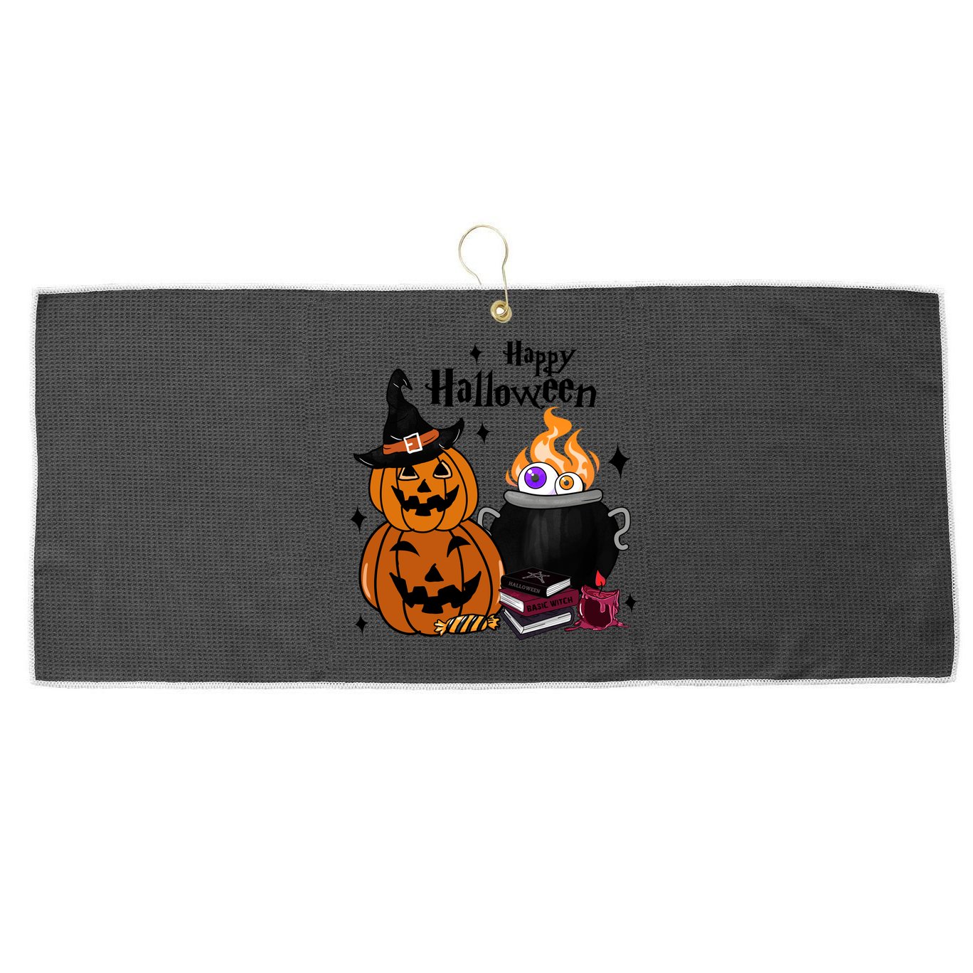 Happy Halloween Potluck Pumpkin Witch Spooky Graphic Plus Size Party Large Microfiber Waffle Golf Towel