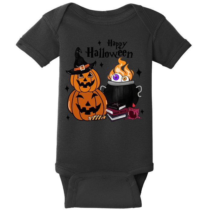 Happy Halloween Potluck Pumpkin Witch Spooky Graphic Plus Size Party Baby Bodysuit