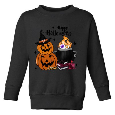 Happy Halloween Potluck Pumpkin Witch Spooky Graphic Plus Size Party Toddler Sweatshirt