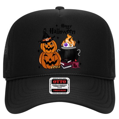 Happy Halloween Potluck Pumpkin Witch Spooky Graphic Plus Size Party Trucker Hat