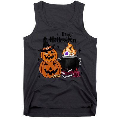 Happy Halloween Potluck Pumpkin Witch Spooky Graphic Plus Size Party Tank Top