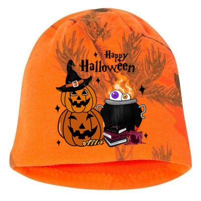 Happy Halloween Potluck Pumpkin Witch Spooky Graphic Plus Size Party Kati - Camo Knit Beanie