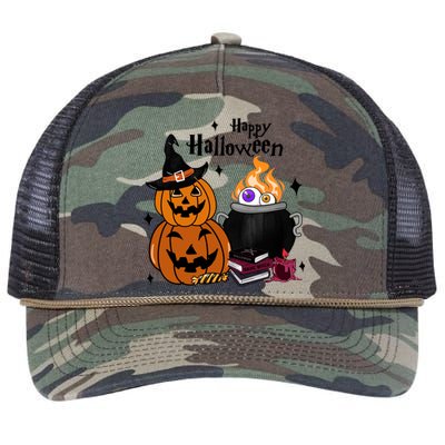 Happy Halloween Potluck Pumpkin Witch Spooky Graphic Plus Size Party Retro Rope Trucker Hat Cap